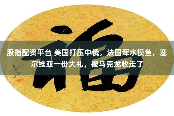 股指配资平台 美国打压中俄，法国浑水摸鱼，塞尔维亚一份大礼，被马克龙收走了