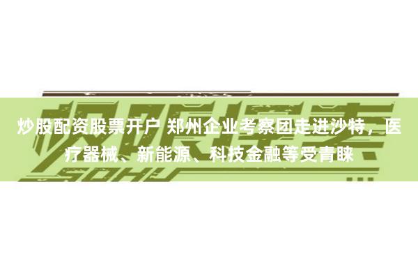 炒股配资股票开户 郑州企业考察团走进沙特，医疗器械、新能源、科技金融等受青睐