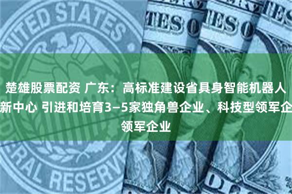 楚雄股票配资 广东：高标准建设省具身智能机器人创新中心 引进和培育3—5家独角兽企业、科技型领军企业